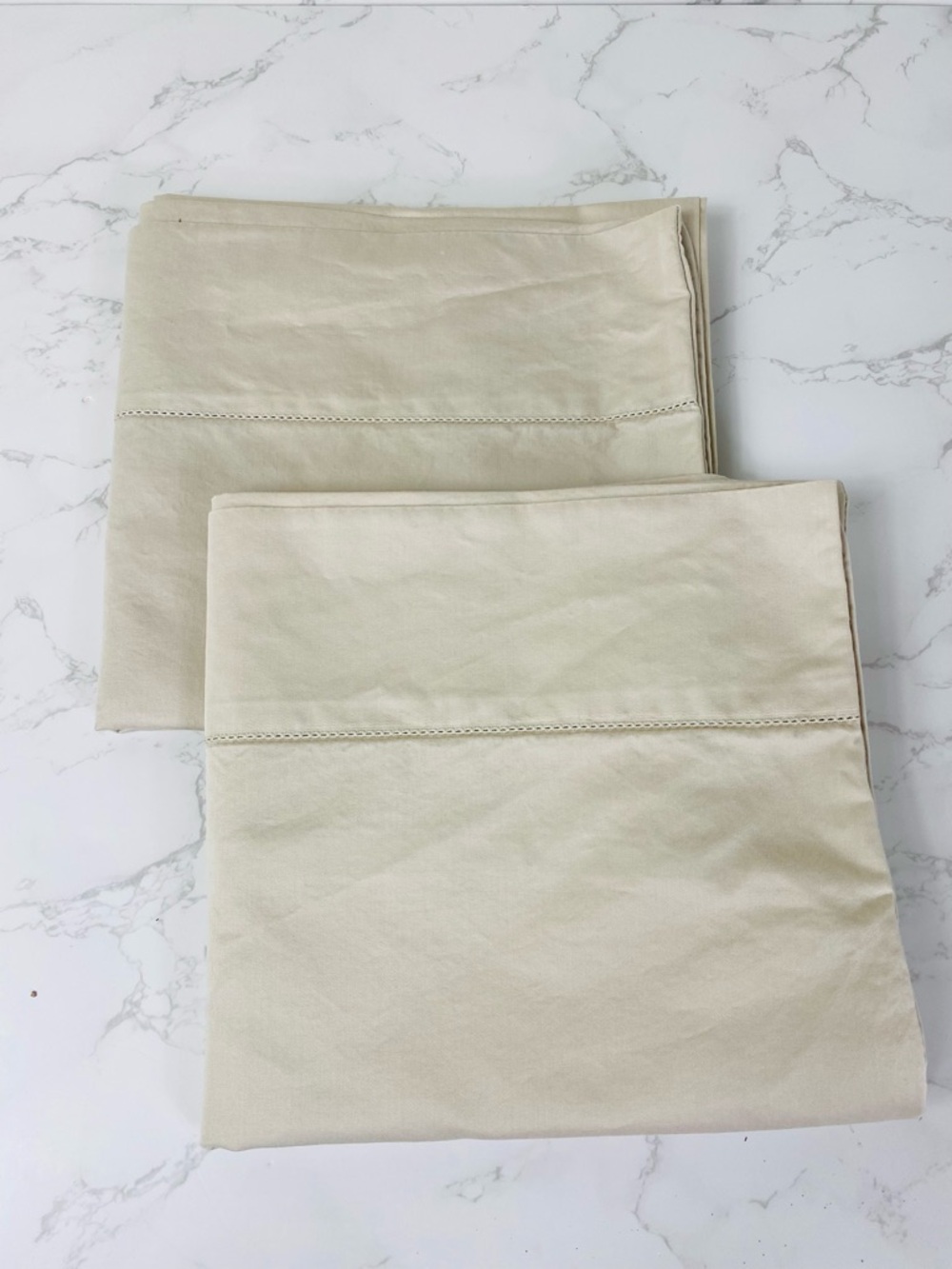 Feildcrest King beige Cotton Pillowcase with hem stitch Pair